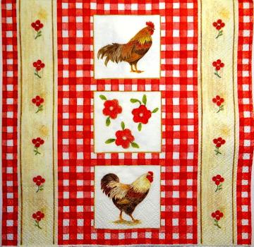 016 Rooster,  Hen - 3 ply - (red) - Ihr
